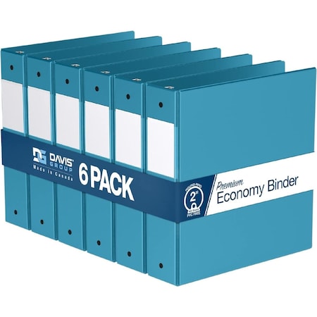 Davis Group Premium Economy, Round Ring, Binder, Turquoise Blue, 2FT, 6PK 2313-52-06